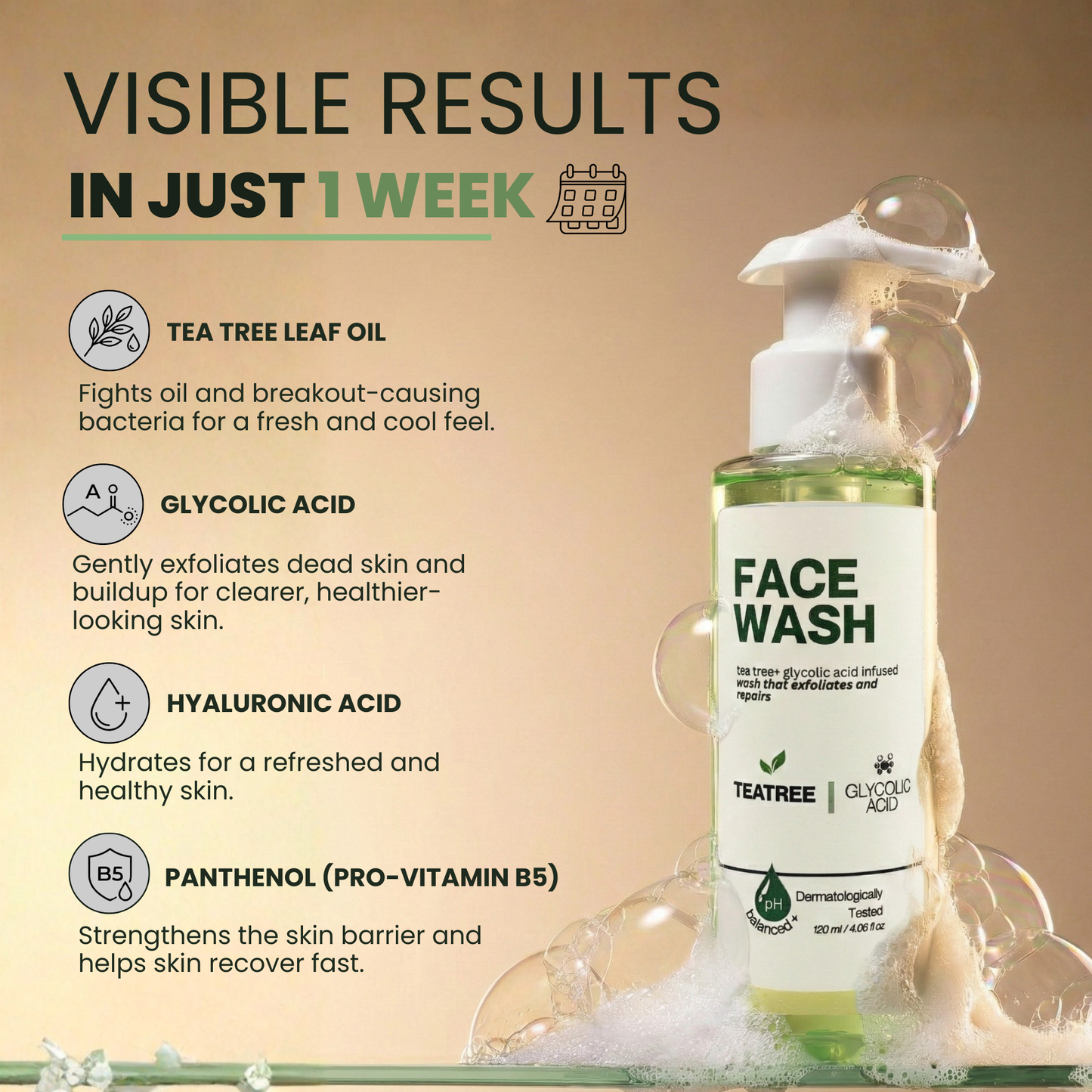 Tea Tree + Glycolic Acid Clarifying Face Wash