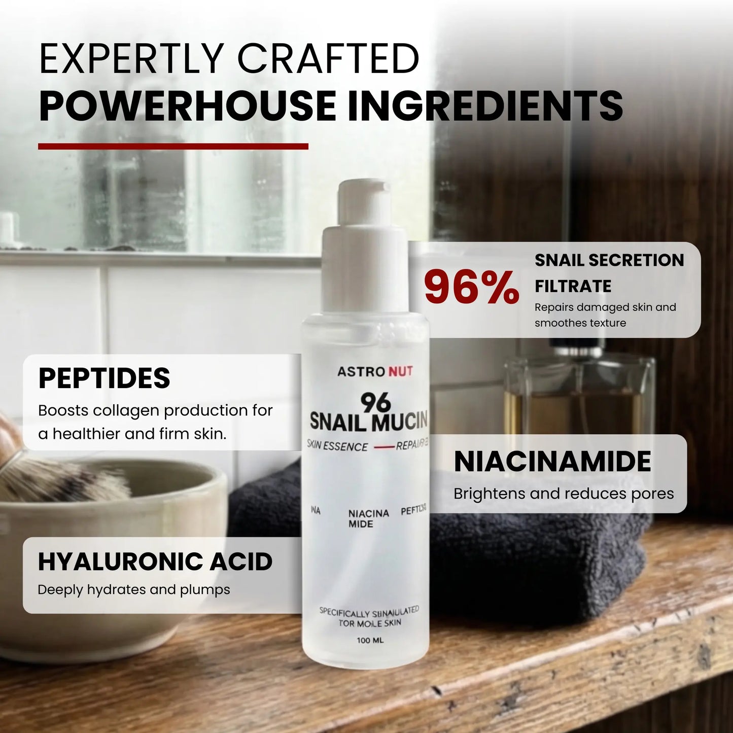 Astronut Men’s Snail Mucin Essence – Repair, Even Skin Tone & Shield From Pollution