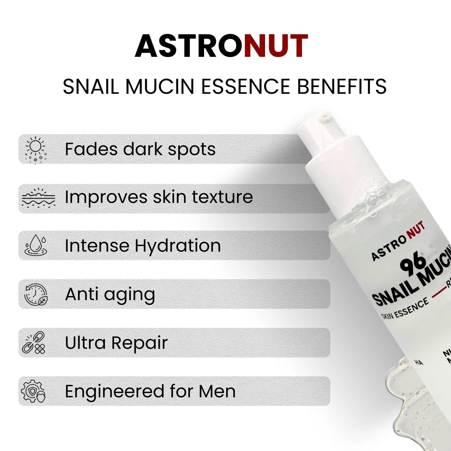 Astronut Men’s Snail Mucin Essence – Repair, Even Skin Tone & Shield From Pollution