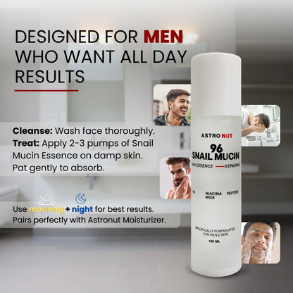 Astronut Men’s Snail Mucin Essence – Repair, Even Skin Tone & Shield From Pollution