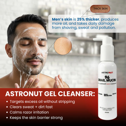 Astronut Men’s Snail Mucin Cleansing Face Wash – Deep Clean, Hydrate & Defend Skin
