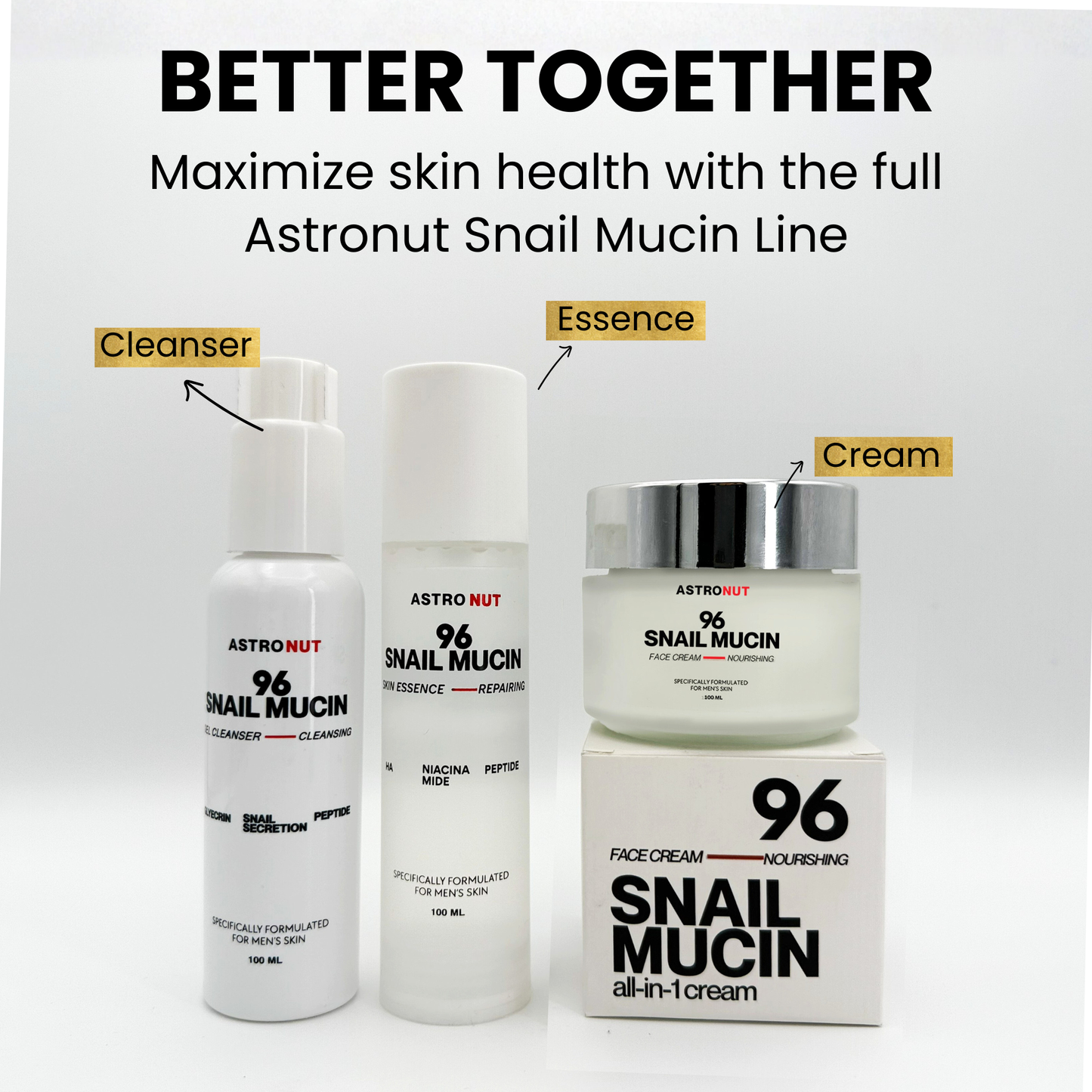 Snail Repair Complete Skincare Range – Cleanser + Essence + Cream