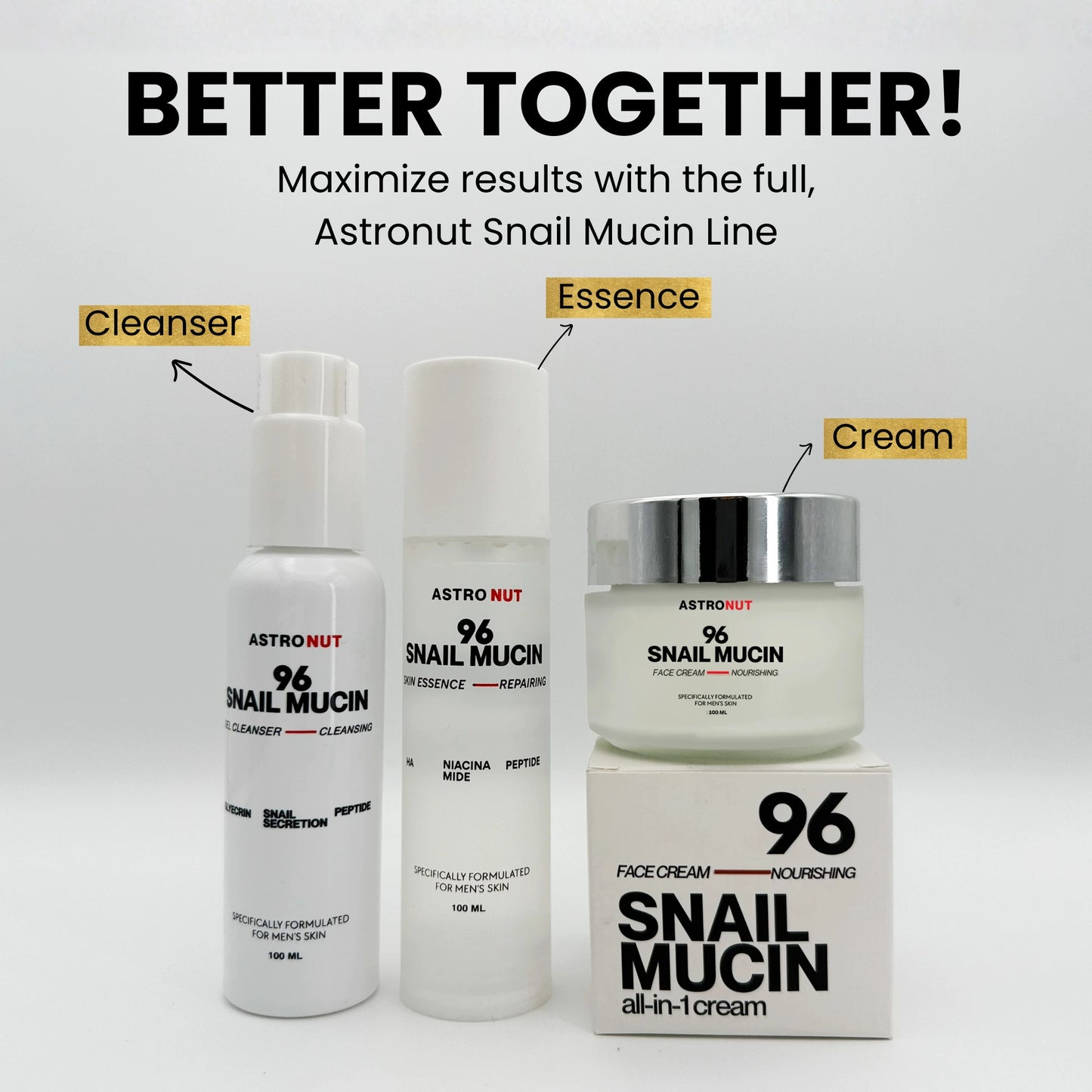 Astronut Men’s Snail Mucin Cleansing Face Wash – Deep Clean, Hydrate & Defend Skin