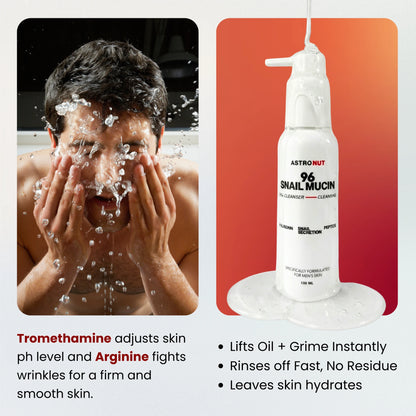 Astronut Men’s Snail Mucin Cleansing Face Wash – Deep Clean, Hydrate & Defend Skin
